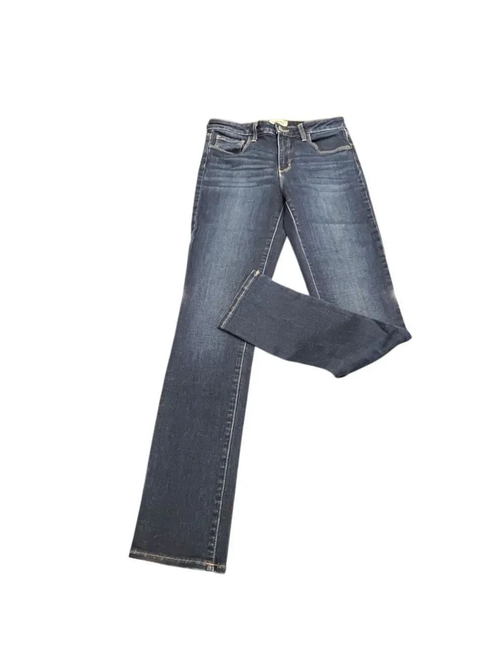 L'AGENCE Women's Whiskering Faded Straight Leg Denim Ankle Jeans Blue Size 28